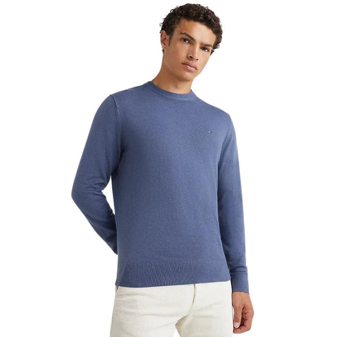 Pullover a girocollo con logo brand Indaco TOMMY HILFIGER- Francavilla Moda